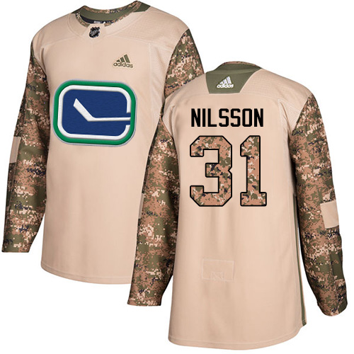 Adidas Canucks #31 Anders Nilsson Camo Authentic Veterans Day Stitched NHL Jersey - Click Image to Close